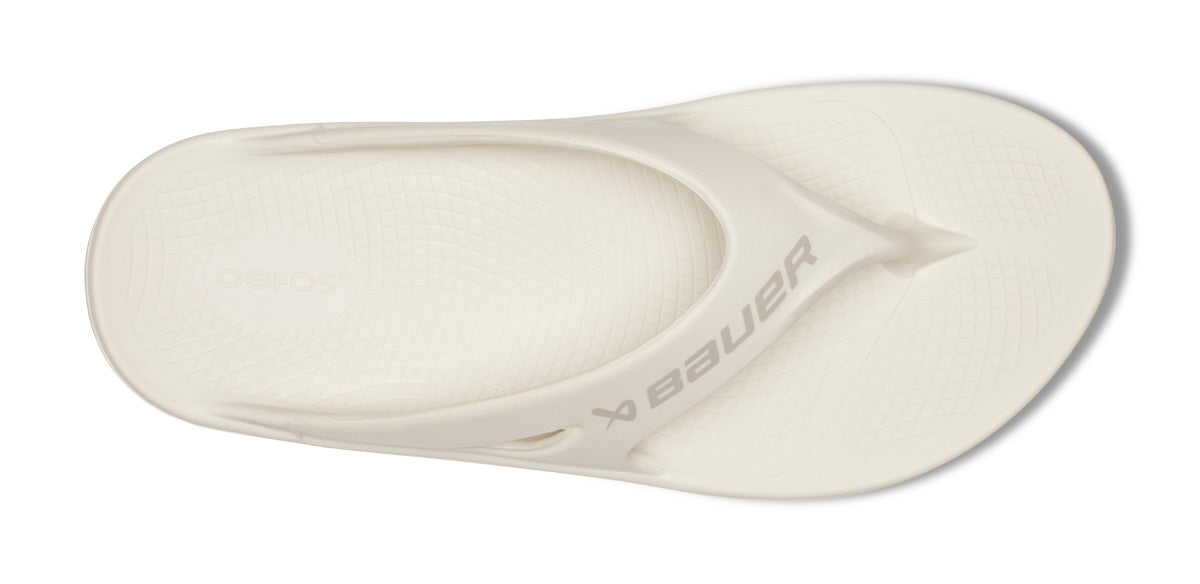 OOFOS BAUER x Men's OOriginal Sport Flip-Flop Sandals - Chalk