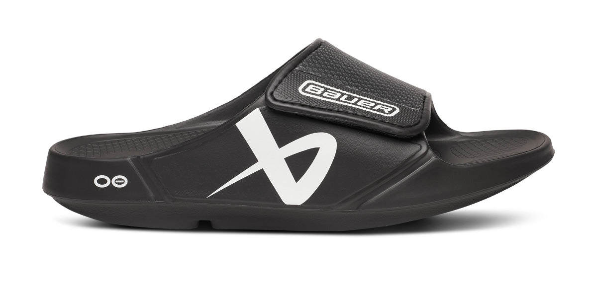 OOFOS BAUER x Women's OOahh Sport Flex Slide Sandals - Black