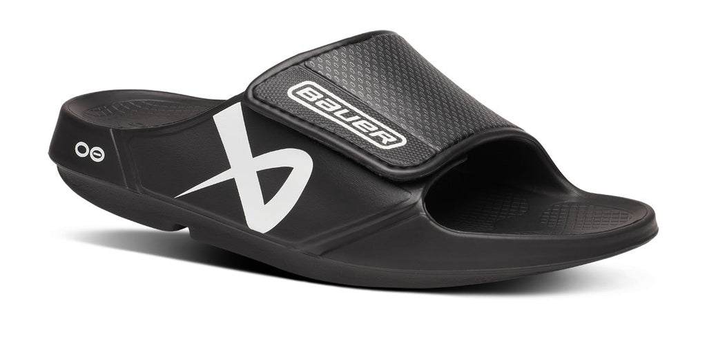 OOFOS BAUER x Women's OOahh Sport Flex Slide Sandals - Black