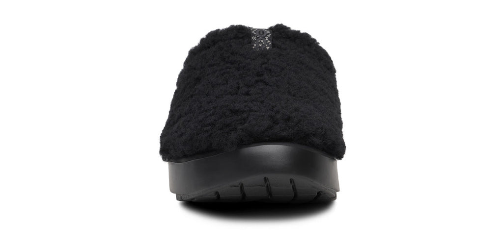 OOFOS Women's OOcoozie Sherpa Mule Slippers - Black