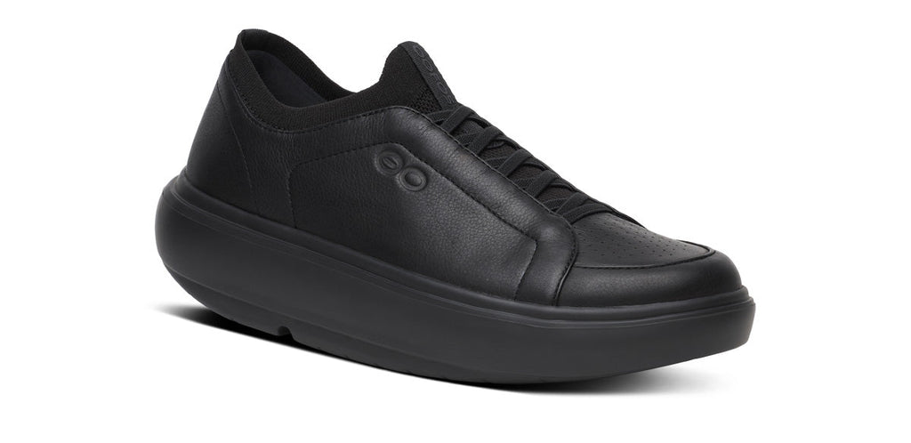 OOFOS Men's Club+ Leather Sneakers - Black