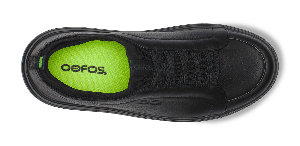OOFOS Men's Club+ Leather Sneakers - Black