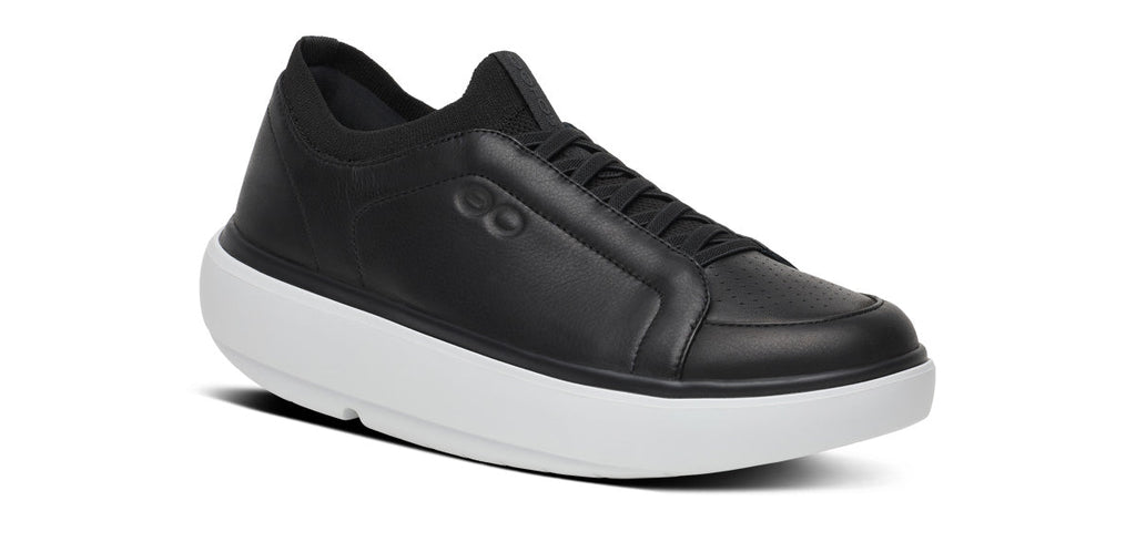 OOFOS Men's Club+ Leather Sneakers - White Black