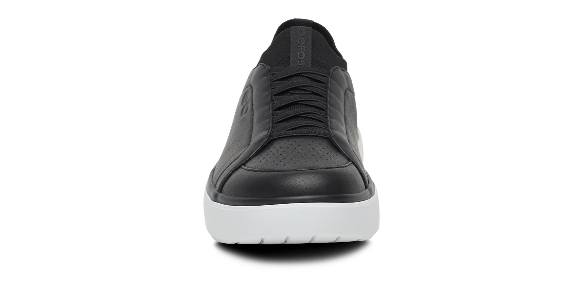 OOFOS Men's Club+ Leather Sneakers - White Black