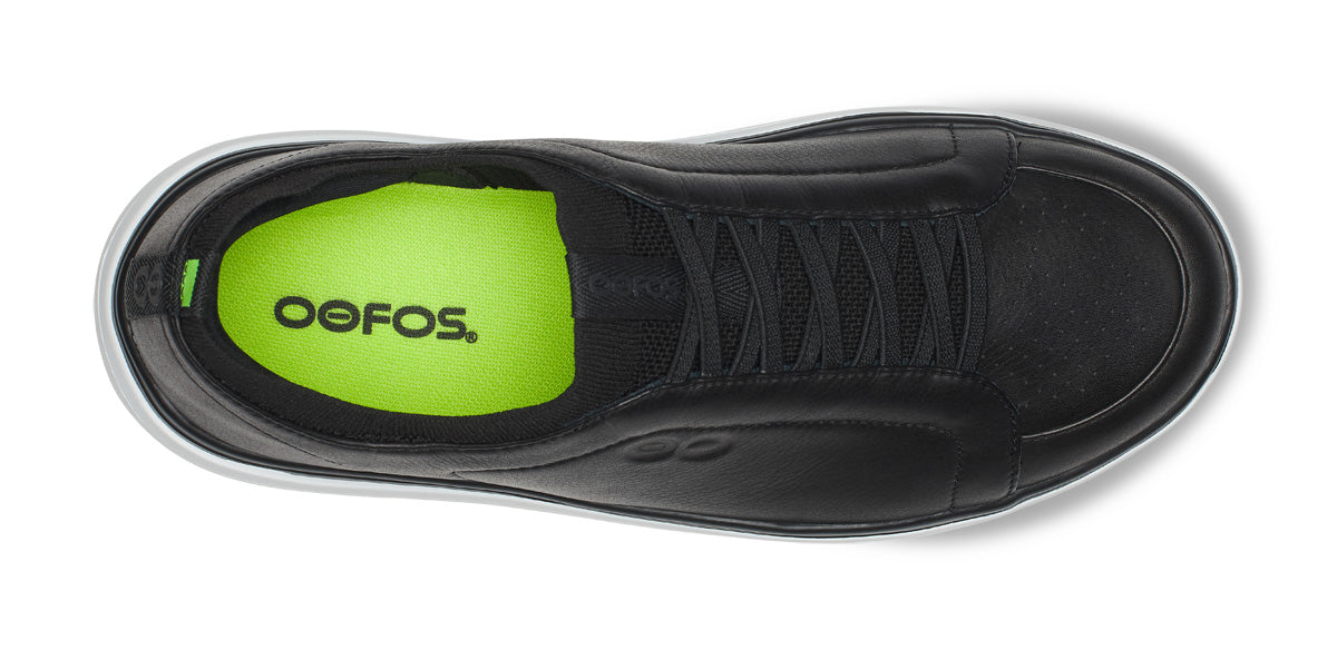 OOFOS Men's Club+ Leather Sneakers - White Black