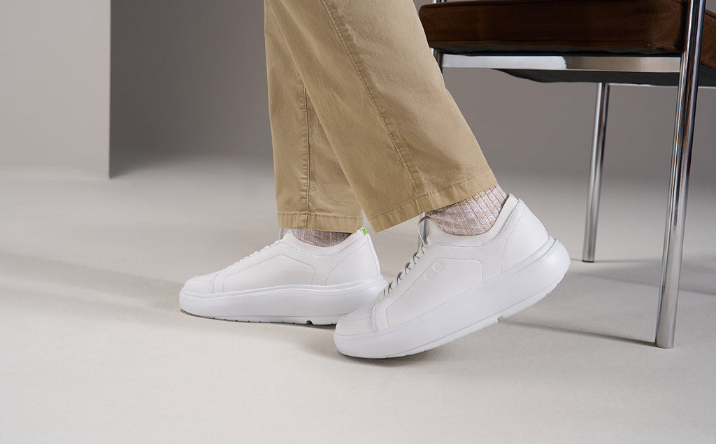 OOFOS Men's Club+ Leather Sneakers - White