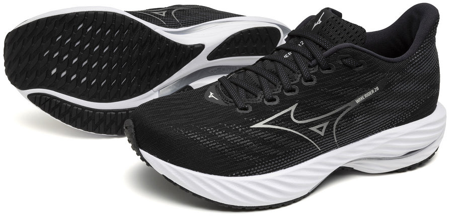 Mizuno Wave Rider 28 WIDE FIT (D) Women's Running Shoes - Black