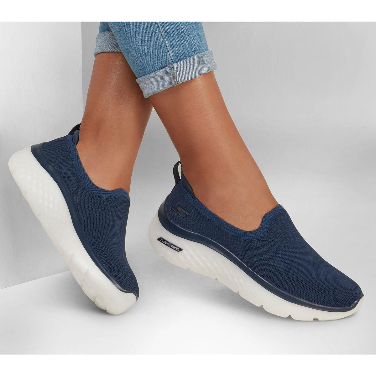 Skechers GoWalk Hyper Burst Slip On Women's Walking Shoes - Navy